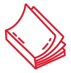 Literature book icon in NSK Red.