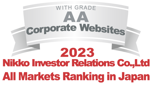 WITH GRADE AA Corporate Websites 2023 Nikko Investor Relations Co.,Ltd. Ranking in all listed companies in Japan