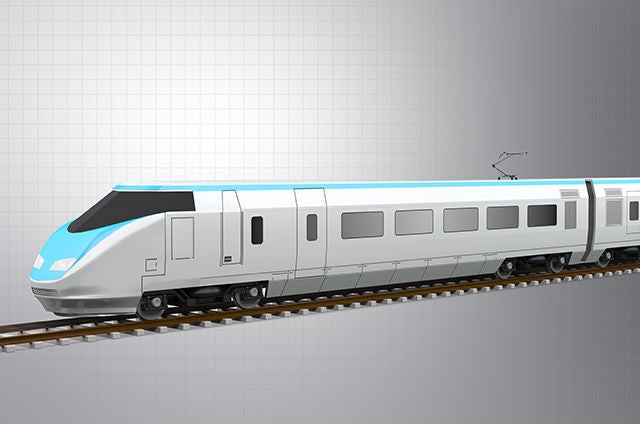 鉄道車両の足元に台車があります。