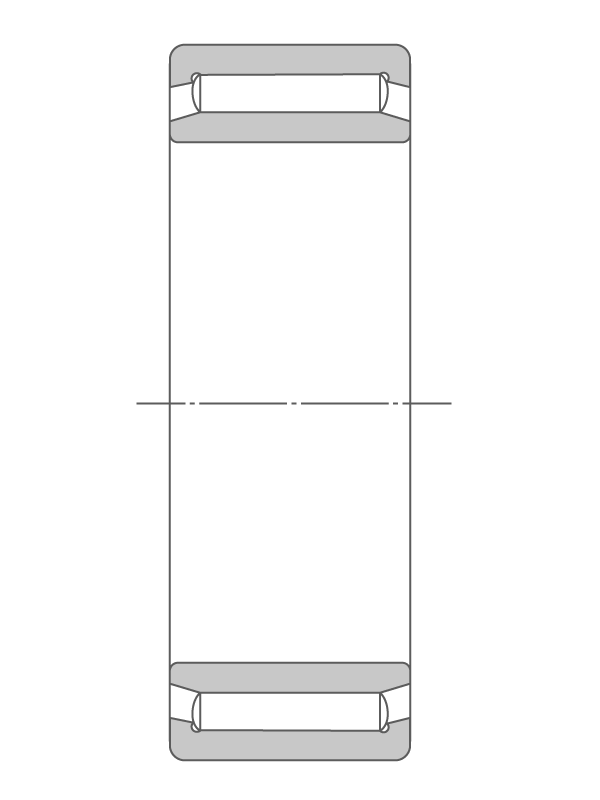 2D cross-section of needle roller bearing.