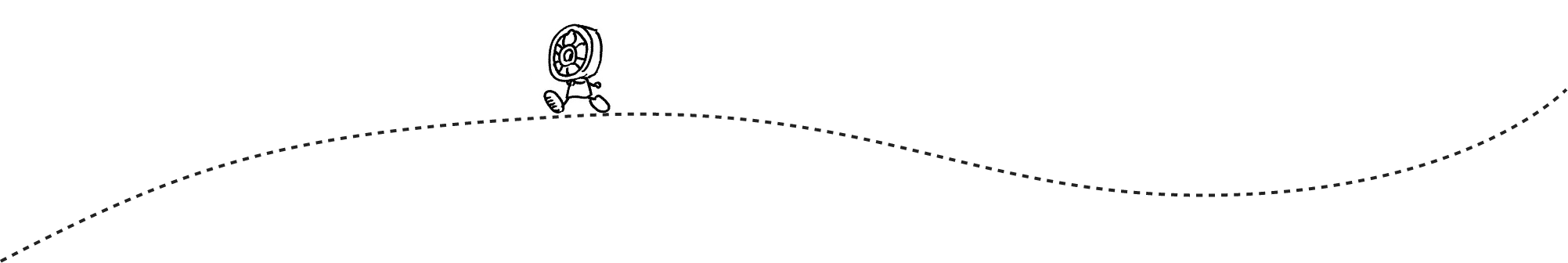 ベアリン君が点線の道を歩いている